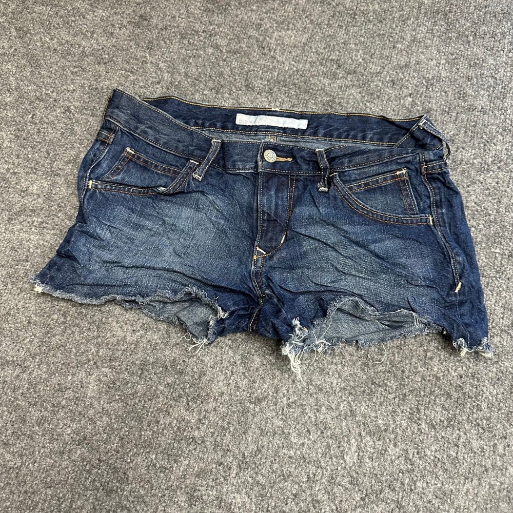 Old Navy Denim Shorts Womens Size 2 Dark Wash Low Rise Cutoff Raw Hem Cotton
